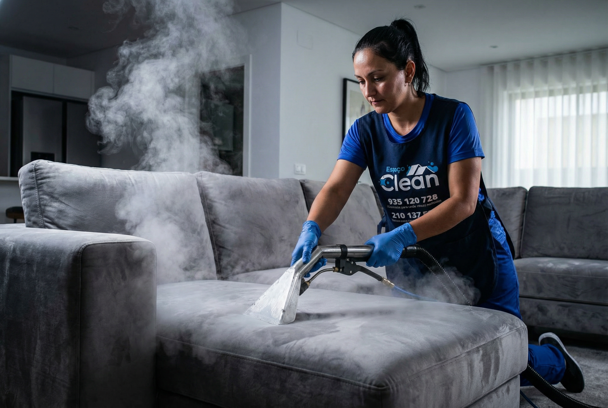 Limpeza profissional de sofá pela Espaço Clean